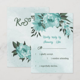 Tarjeta De Confirmación De Asistencia boda verde de flores azules