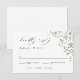 Tarjeta De Confirmación De Asistencia Boda Verde de la orquesta victoriana Grace Floral