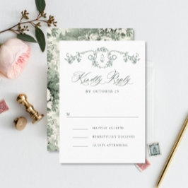 Tarjeta De Confirmación De Asistencia Boda Verde de la orquesta victoriana Grace Floral