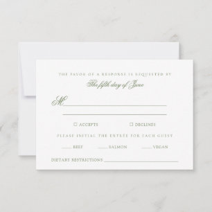Tarjeta De Confirmación De Asistencia Boda Verde Elegante