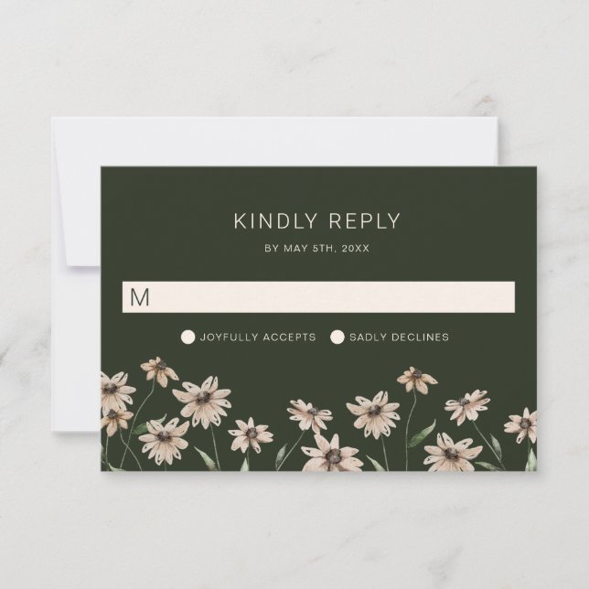 Tarjeta De Confirmación De Asistencia Boda verde moderno simple (Anverso)