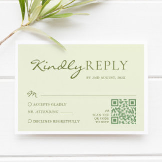 Tarjeta De Confirmación De Asistencia Boda Verde Oliva Claro