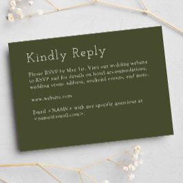 Tarjeta De Confirmación De Asistencia Boda verde oliva minimalista