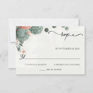 Tarjeta De Confirmación De Asistencia Boda verde sabio de Rubor color pastel de menta de