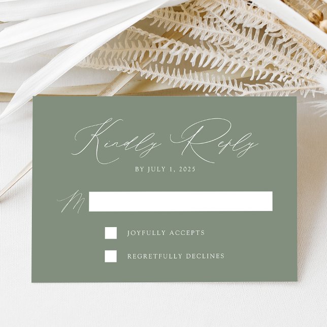 Tarjeta De Confirmación De Asistencia Boda verde sabio moderno y elegante (Subido por el creador)