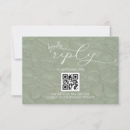 Tarjeta De Confirmación De Asistencia Boda verde y blanco Moderno QR simple