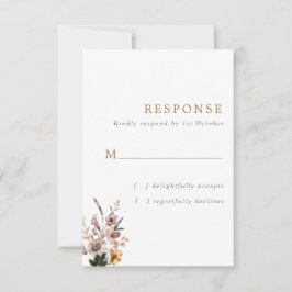 Tarjeta De Confirmación De Asistencia Boda vertical de las flores silvestres de Boho Fal