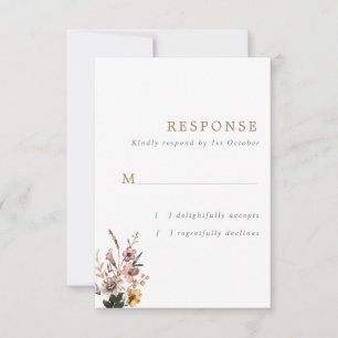 Tarjeta De Confirmación De Asistencia Boda vertical de las flores silvestres de Boho Fal