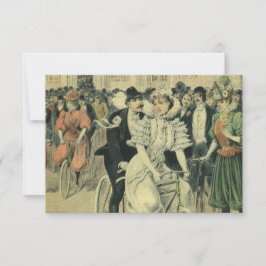 Tarjeta De Confirmación De Asistencia Boda victoriana novia y bicicleta recién casada Gr