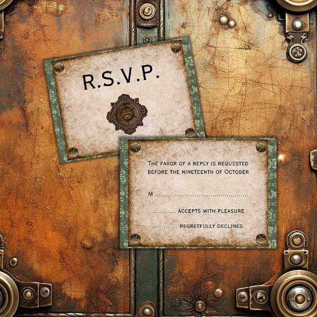 Tarjeta De Confirmación De Asistencia Boda victoriano Steampunk Soiree (Subido por el creador)
