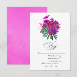 Tarjeta De Confirmación De Asistencia Boda Vintage Chic Fuchsia y Púrpura