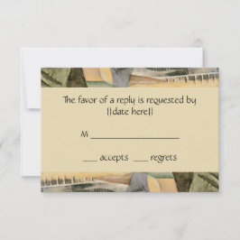 Tarjeta De Confirmación De Asistencia Boda Vintage, Colores Tonos Terrosos, Arte Cubismo