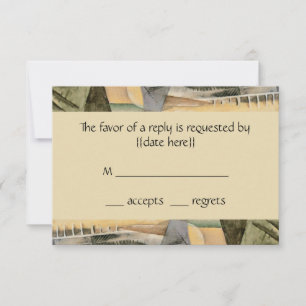 Tarjeta De Confirmación De Asistencia Boda Vintage, Colores Tonos Terrosos, Arte Cubismo