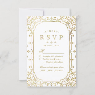 Tarjeta De Confirmación De Asistencia Boda vintage con decoración romántica y elegante d