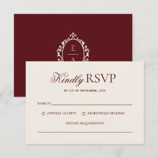 Tarjeta De Confirmación De Asistencia Boda vintage de dinero antiguo con cresta ovalada
