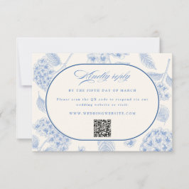 Tarjeta De Confirmación De Asistencia Boda Vintage de Hortensia Azul 