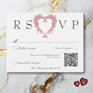 Tarjeta De Confirmación De Asistencia Boda Vintage Elegante Chinoiserie Floral Corazón