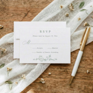 Tarjeta De Confirmación De Asistencia Boda Vintage Francesa Floral Verde Menta Victorian