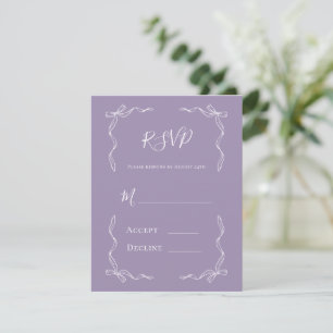 Tarjeta De Confirmación De Asistencia Boda Vintage Francesa Morada Lila Dibujada a Mano