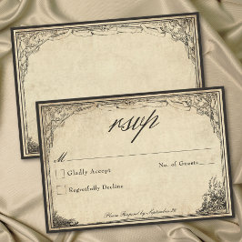 Tarjeta De Confirmación De Asistencia Boda Vintage Gótico Medieval Pergamino