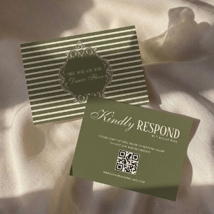 Tarjeta De Confirmación De Asistencia Boda Vintage Old Money Verde Oliva