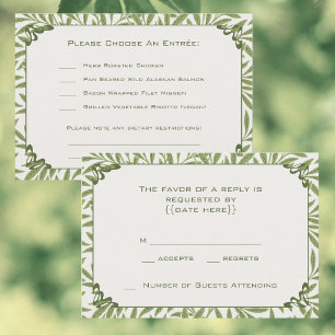 Tarjeta De Confirmación De Asistencia Boda Vintage, Patrón de Hojas de Sauce Victoriano
