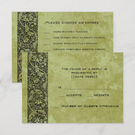 Tarjeta De Confirmación De Asistencia Boda Vintage, Rollo Floral de Flor Victoriana