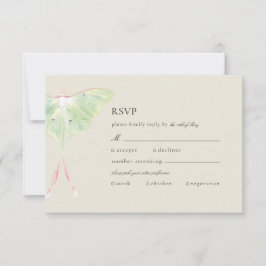 Tarjeta De Confirmación De Asistencia Boda Watercolor Luna Moth