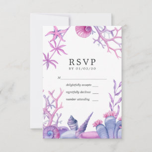 Tarjeta De Confirmación De Asistencia Boda Watercolor Ocean Life
