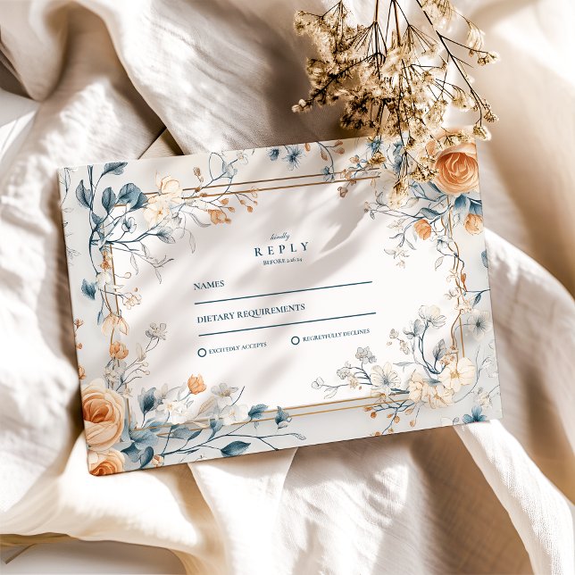 Tarjeta De Confirmación De Asistencia Boda Whimsical Vintage Floral Fern (Subido por el creador)