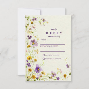 Tarjeta De Confirmación De Asistencia Boda Wildflower Meadow