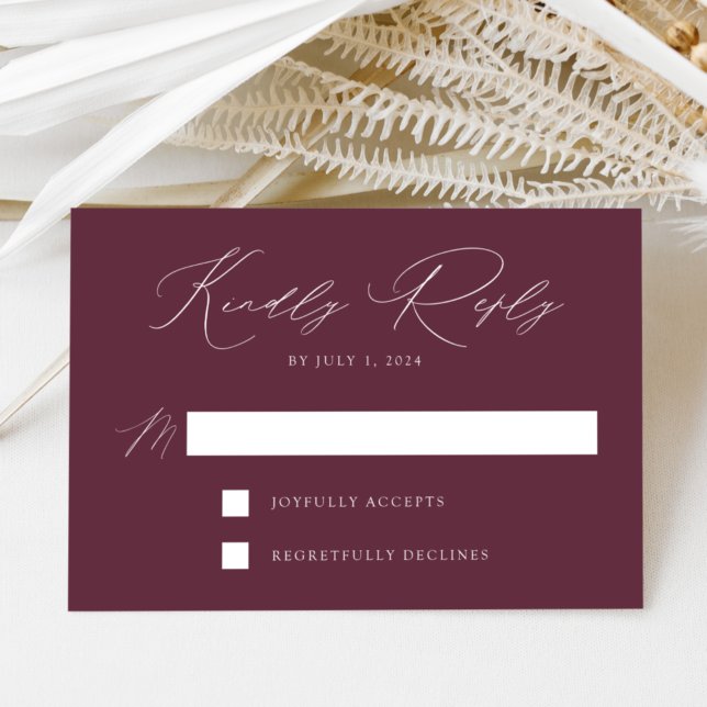 Tarjeta De Confirmación De Asistencia Boda Wine Modern Elegance (Subido por el creador)