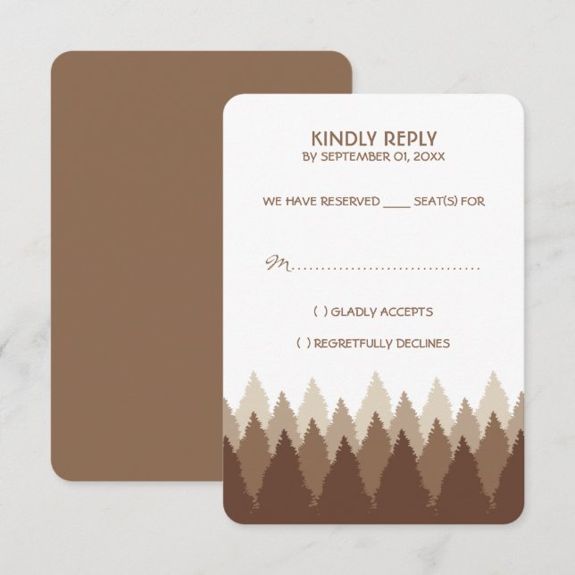 Tarjeta De Confirmación De Asistencia Boda Woodland Forest Range Brown (Anverso / Reverso)