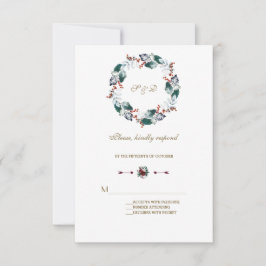 Tarjeta De Confirmación De Asistencia Boda Wreath del invierno sagrado Berries
