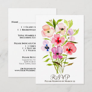 Tarjeta De Confirmación De Asistencia Bodas alegres de pensamientos y flores silvestres 