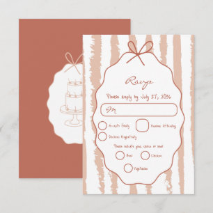 Tarjeta De Confirmación De Asistencia Bodas caprichosas con rayas escritas a mano pintad