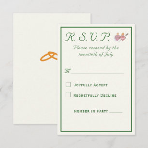 Tarjeta De Confirmación De Asistencia Bodas Católicas de Dos Corazones Elegantes