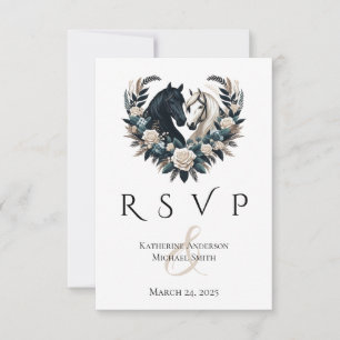 Tarjeta De Confirmación De Asistencia Bodas de campo-caballos enamorados