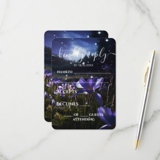 Tarjeta De Confirmación De Asistencia Bodas de Campo de Flores Silvestres Moradas Person