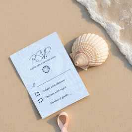 Tarjeta De Confirmación De Asistencia Bodas de conchas azules costeras
