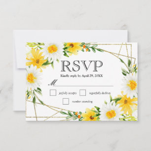 Tarjeta De Confirmación De Asistencia Bodas de margaritas y flores amarillas de verano