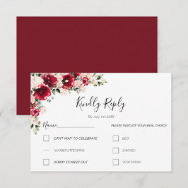 Tarjeta De Confirmación De Asistencia Bodas de rosas rojas y rubor elegante