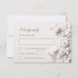 Tarjeta De Confirmación De Asistencia Bodas de rosas silvestres blancas 3D