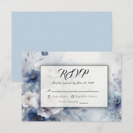 Tarjeta De Confirmación De Asistencia Bodas de suaves flores azules y niebla de lavanda