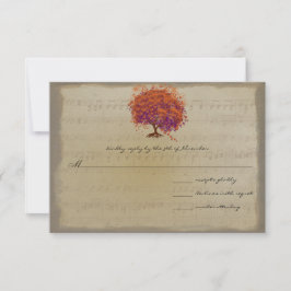 Tarjeta De Confirmación De Asistencia Bodas del árbol de hoja corazón ciruela naranja do