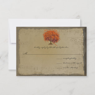 Tarjeta De Confirmación De Asistencia Bodas del árbol de hoja corazón ciruela naranja do