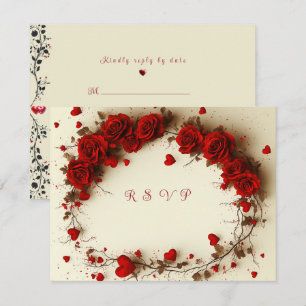 Tarjeta De Confirmación De Asistencia Bodas del Día de San Valentín de Corazones Rojos
