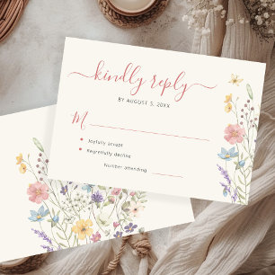 Tarjeta De Confirmación De Asistencia Bodas florales de flores silvestres elegantes