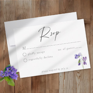 Tarjeta De Confirmación De Asistencia Bodas minimalistas elegantes con acuarela de viole