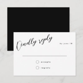 Tarjeta De Confirmación De Asistencia Bodas mínimos de caligrafía negra